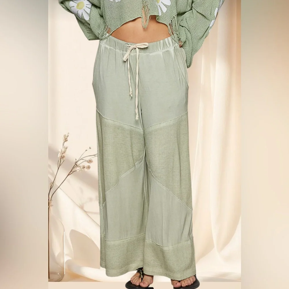 POL Sage Green Wide-Leg Cropped Pants | Culottes